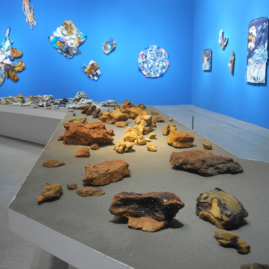 Chuan-Lun Wu "Coast Mining": pieces of stone-like looking plastic foam salvaged from the shore